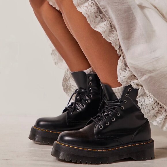 Dr. Martens Shoes - Dr. Martens Jadon Lace-Up Boots Sz 7 Black Leather Platform Airwair Goth Grunge